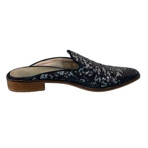 Shellys London Clogs Shoes Black Sequins Cantara Leather Slip On Point Toe Sz 36